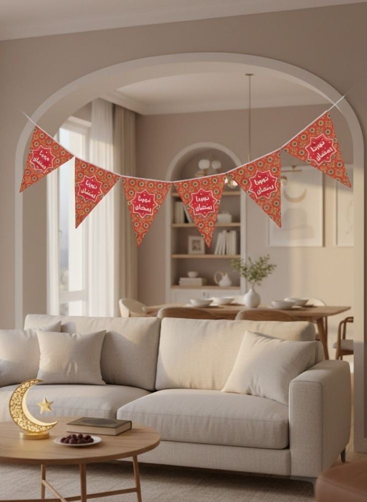 بريميم راية زينة تقليدية على شكل مثلث تحمل عبارة رمضان مبارك بطول خمسة أمتار زينة احتفالية - Image 2